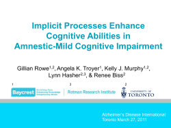 Gillian Rowe - Implicit processes enhance cognitive abilities in aMCI