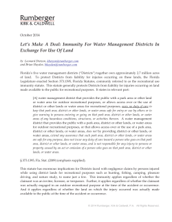 Let`s Make A Deal: Immunity For Water Management Districts In