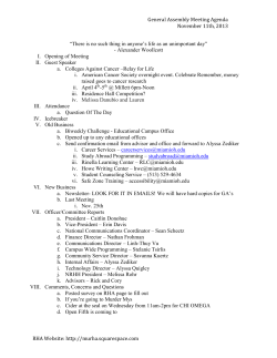 General Assembly Meeting Agenda November 11th, 2013 &ldquo;There is