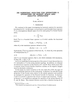 OPERATORS ON HilBERT SPACE AND ANALYTIC OPERATORS