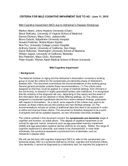 MCI Criteria - Alzheimer`s Association