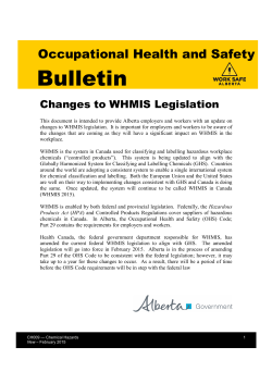 Changes to WHMIS Legislation - Alberta Labour