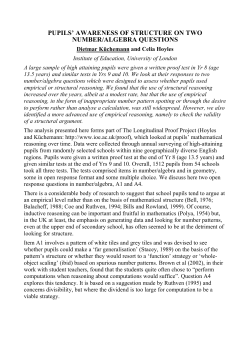 pupils` awareness of structure on two number/algebra questions