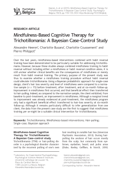 Mindfulness-Based Cognitive Therapy for Trichotillomania: A