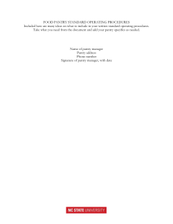 FOOD PANTRY STANDARD OPERATING PROCEDURES Included
