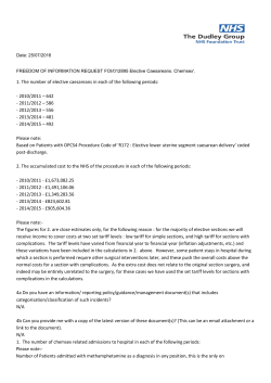 1. The number of elective caesareans in each of the following