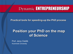 Practical tools for speeding-up the PhD process Position