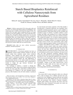 Starch Based Bioplastics Reinforced with Cellulose Nanocrystals