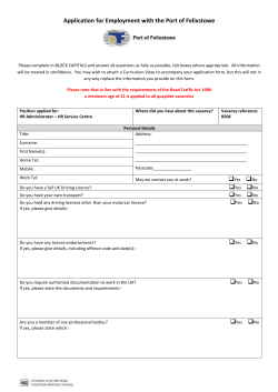 Application for Employment with the Port of Felixstowe Please