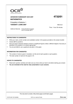 Question paper - Unit 4732/01 - Probability and statistics 1