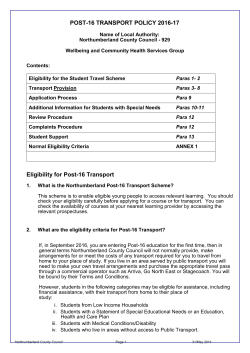 Northumberland Post-16 Transport Policy 2016
