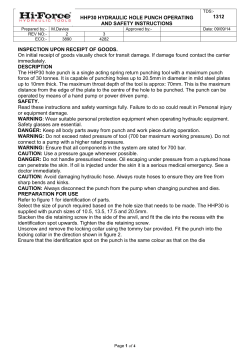 HHP30 HYDRAULIC HOLE PUNCH OPERATING AND - Hi