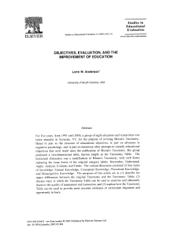 objectives, evaluation, and the improvement of education