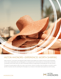 HILTON HHONORS&mdash;EXPERIENCES WORTH SHARING
