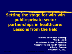 Setting the stage for win-win public private sector partnerships