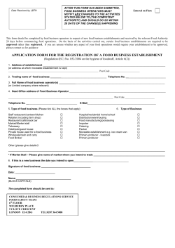 application form for the registration of a food