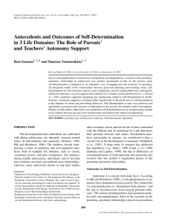 The Role of Parents` and Teachers` Autonomy Support
