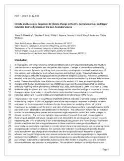 PART I - DRAFT 03.12.2010 Climate and Ecological Responses to