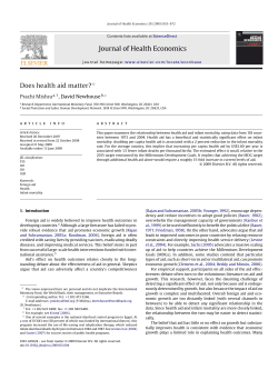 Journal of Health Economics Does health aid matter?