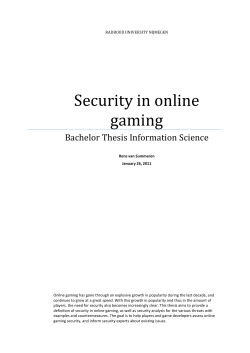 Security in online gaming - Institute for Computing and Information