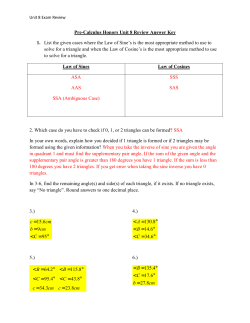 Unit 8 Exam Review Pre-Calculus Honors Unit 8 Review Answer