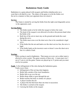 Badminton Study Guide