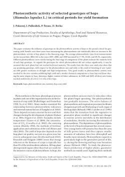 Photosynthetic activity of selected genotypes of hops (Humulus