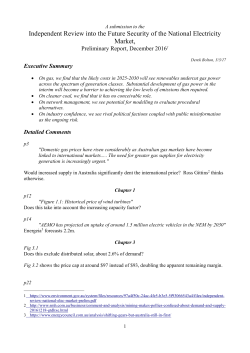 CCBR`s submission to Finkel review of NEM