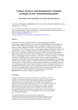 Labour turnover and management retention strategies in new