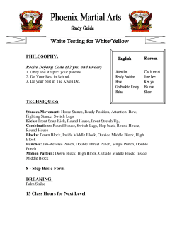 PHILOSOPHY: Recite Dojang Code (12 yrs. and under) 1. Obey and
