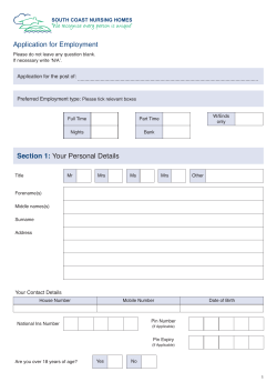 Application for Employment Section 1: Your Personal Details