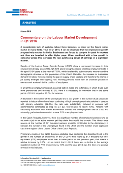 Commentary on the Labour Market Development in Q1 2016