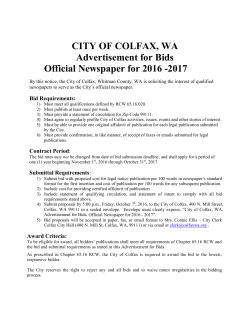 Colfax Advertisement for Bids Official Newspaper
