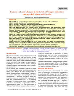 Exercise Induced Changes in the Levels of Oxygen