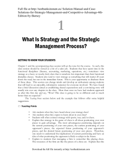 Sample of Solution Manual and Case Solutions for Strategic