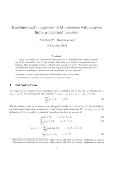 Existence and uniqueness of Q-processes with a given finite &micro;