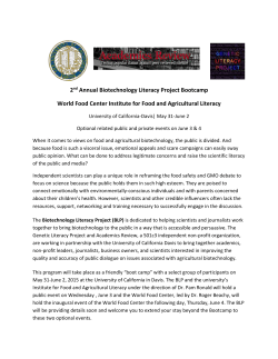 2nd Annual Biotechnology Literacy Project Bootcamp World Food