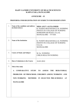 synopsis - Rajiv Gandhi University of Health Sciences