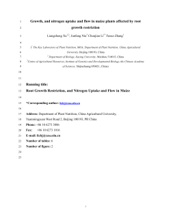 Root Growth Restriction - Journal of Integrative Plant Biology