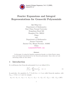 Fourier Expansions and Integral Representations for Genocchi