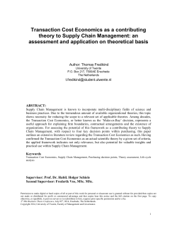 Transaction Cost Economics as a contributing theory to Supply