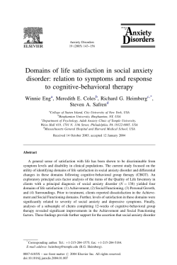 Domains of life satisfaction in social anxiety disorder: relation to