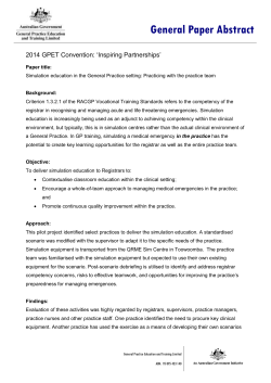 2014 GPET, Simulation education in the General Practice setting