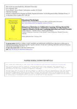 Educational Psychologist Research on Motivation in Collaborative