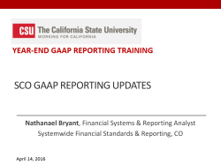 SCO GAAP Reporting Updates