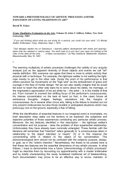 TOWARD A PHENOMENOLOGY OF ARTISTIC PROCESSES
