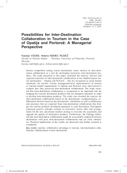 Possibilities for Inter-Destination Collaboration in Tourism in the
