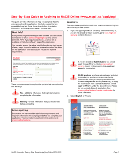 Step-by-Step Guide to Applying to McGill Online (www.mcgill.ca