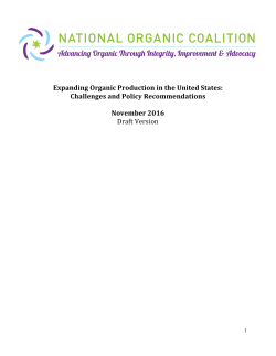 Expanding Organic Production in the United States