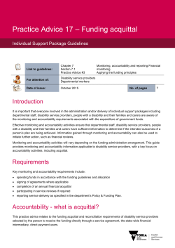 Funding acquittal - Department of Human Services, Victoria, Australia